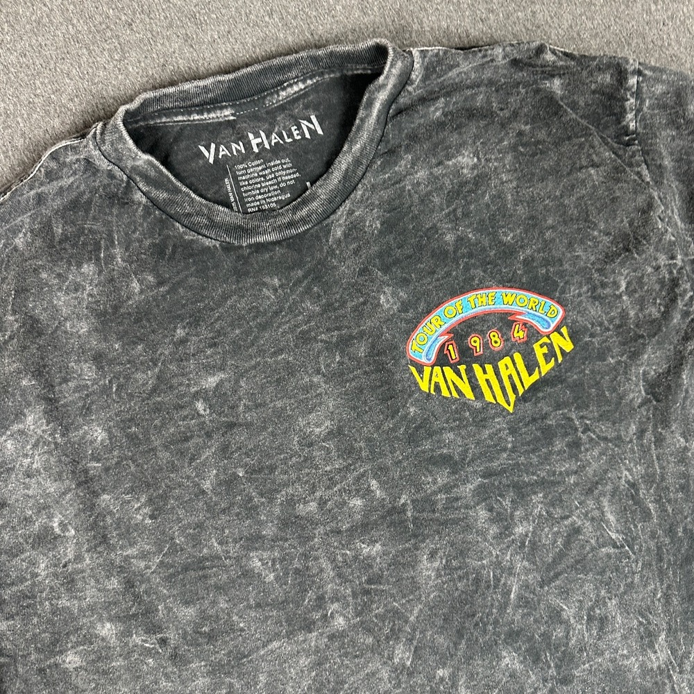 Van Halen 1984 Tour of the World Band T-Shirt Mens L Acid Wash Eagle Graphic Tee